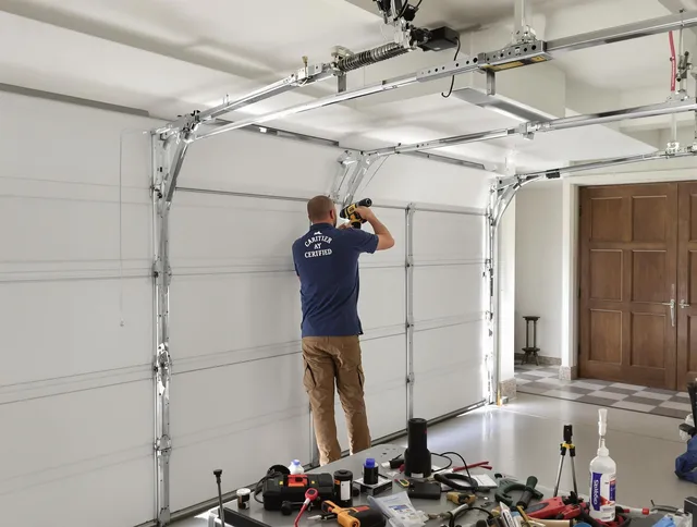 Newark Garage Door Repair certified technician performing precision garage door repair in Newark